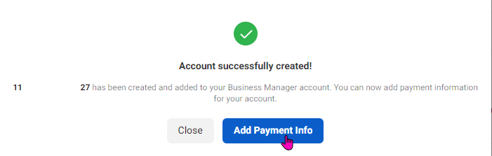 Ad Account creation successful