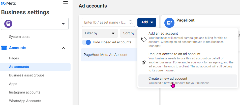 Step 1 in setting up your Facebook ads account