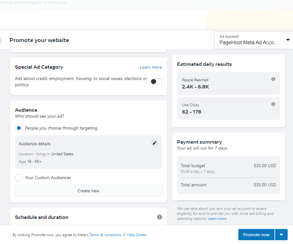 Animation showing the process of selecting audience targeting options